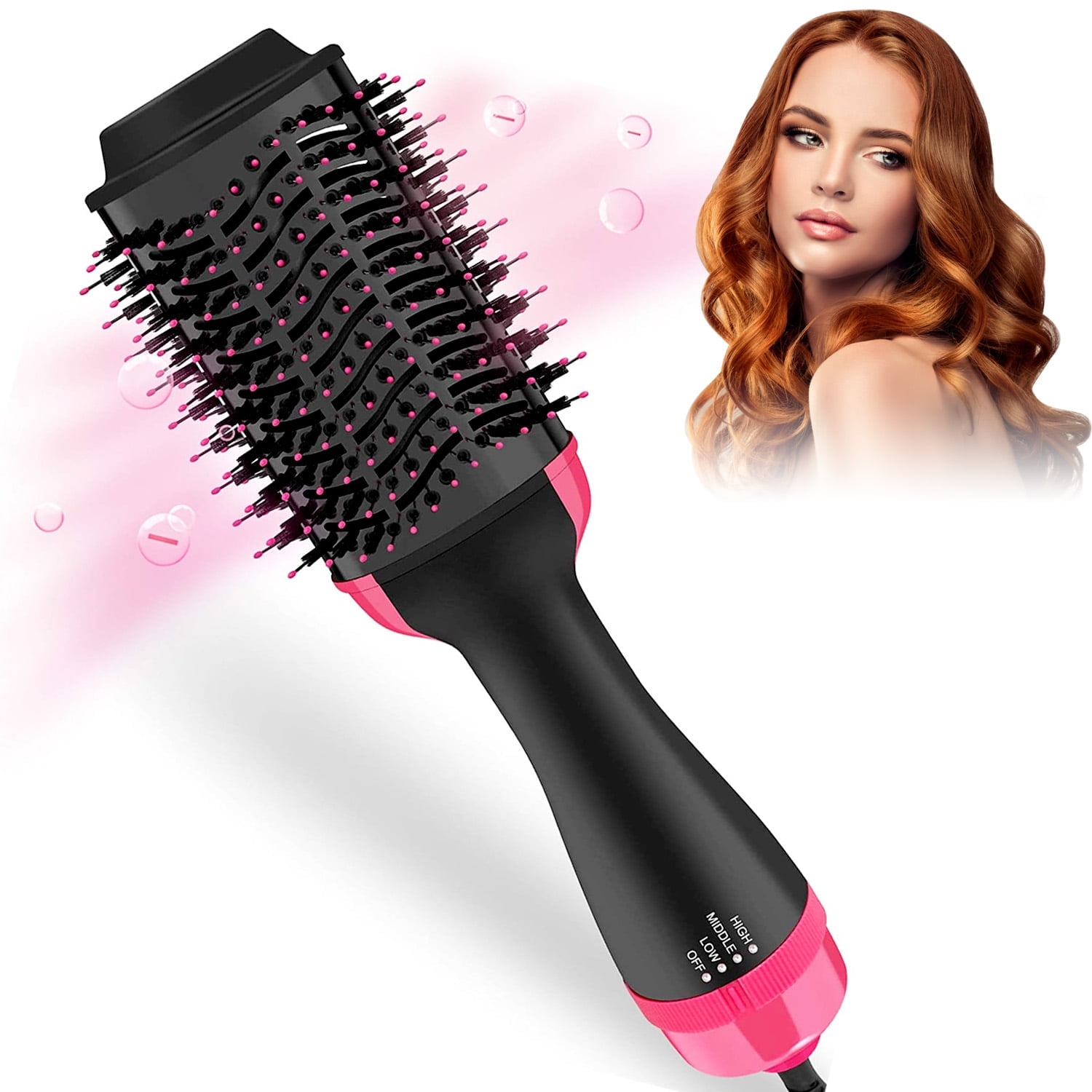 Hair Dryer,Volumizer Hot Air Hair Dryer Brush,Salon Negative Electric Blow Dryer Rotating Curler and Ion Hair Straightener Brush for Fast Drying,Straightening,Curling