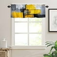 thumbnail image 7 of Abstract Color Block Kitchen Curtains and Valances Set, Yellow Block Modern Gradient Black Rod Pocket Window Valance 18 Inch Window Curtain Panels for Living Room Bedroom Laundry, 27.5x24in, 3 Pieces, 7 of 7