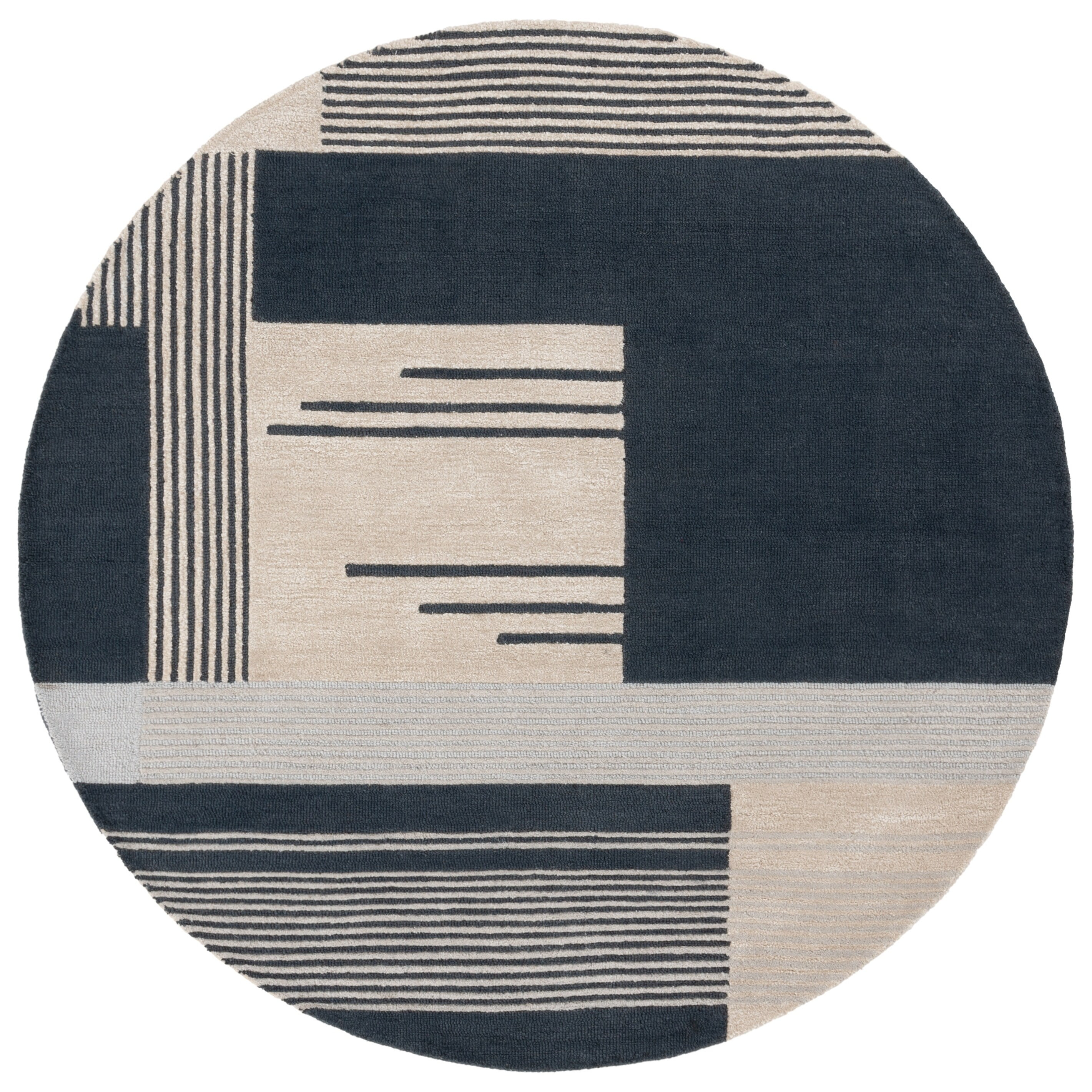 SAFAVIEH Rodeo Drive Yasim Abstract Area Rug, Navy/Ivory, 6' x 6' Round