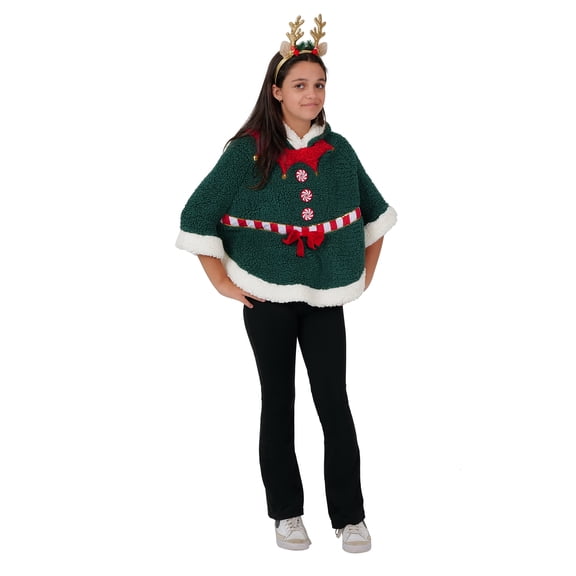 Jollidays Girls Elf Sherpa Poncho, Sizes S-XL