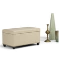 thumbnail image 2 of Amelia 33 inch Wide Transitional Storage Ottoman Bench in Satin Cream Vegan Leather, 2 of 11