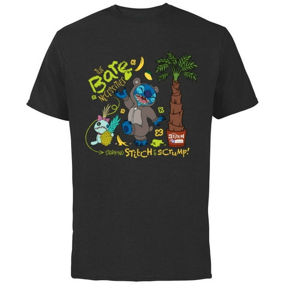 Disney 100 Stitch in Costume Baloo Bare Necessities & Scrump - Short Sleeve Cotton T-Shirt for Adults - Customized-Black