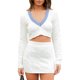 thumbnail image 5 of VISgogo - Conjunto de ropa de primavera y otoño para mujer, suéter de manga larga con cuello en V + falda de punto ajustada blanca VISgogo  moda, 5 of 9