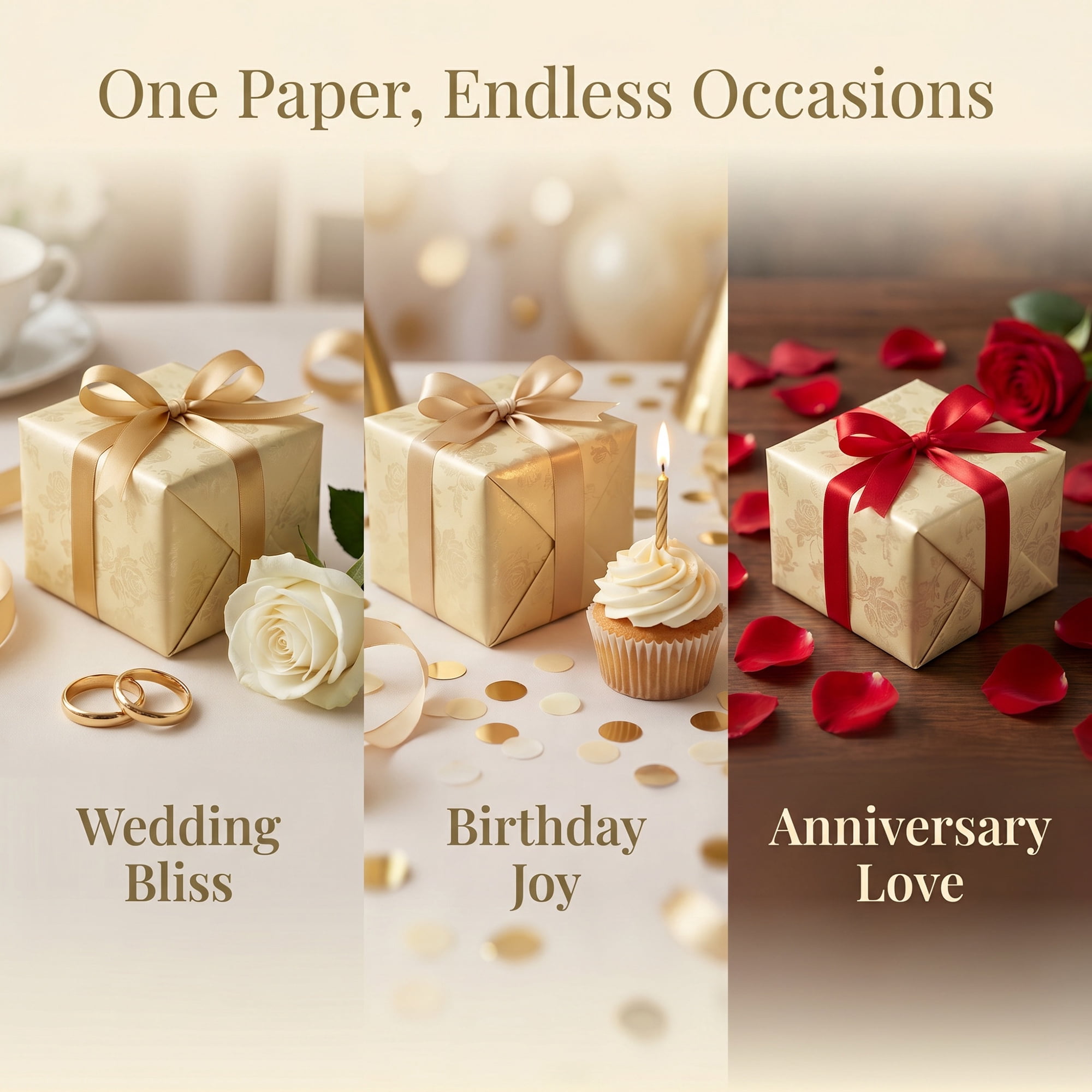 Unique Bargains Luxury Matte Gift Wrapping Paper with Rose Pattern Yellow 27.6" x 19.7"