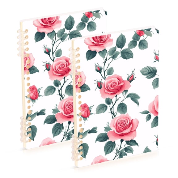 joogoo Spiral Journal Notebook Roses Floral-i6 College Ruled Notebooks 8.3" x 5.7" 2 PCs