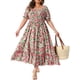 thumbnail image 1 of GRACE & GRANDEUR Vestidos Maxi Boho Florales de Cuello Cuadrado con Mangas Cortas para Mujeres Talla Grande 4X Rosa Verde, 1 of 8