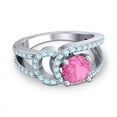 thumbnail image 3 of 2.50 Ct Round Shape Pink Sapphire & Aquamarine Gemstone Sparkle Wedding Ring for Women Solid 14K White Gold Size 3.5 by Diamond-Capitals, 3 of 8