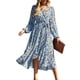 thumbnail image 1 of Vestido Maxi Bohemio Floral Azul de Manga Larga PRETTYGARDEN - Talla S, 1 of 7