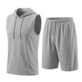 thumbnail image 6 of YUSHOW Men's 2 Piece Summer Outfits Sleeveless Hoodie and Gym Shorts Set Breathable Mesh Workout Set, Size L, 6 of 11