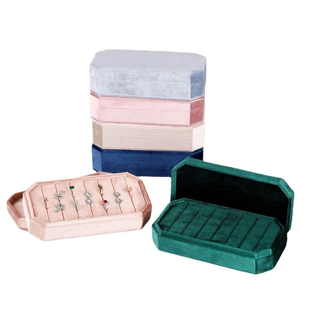 pitrice Rings Display Holder with Lid Container Velvet for Trays Rings Display Velvet Multiple Rings option 6