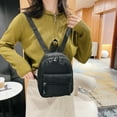 thumbnail image 3 of FunnyBeans Women Solid Color Backpack Preppy Style School Nylon Mini Rucksack (Black), 3 of 9