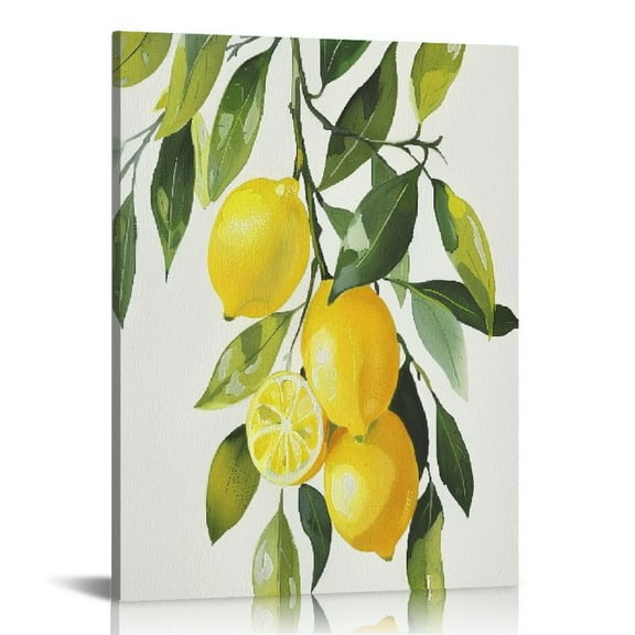 Creowell Lemon Citrus Framed Canvas Wall Art ,Decorative Fruit Wall Decor,16x20 in/12x16 in 12x16 in