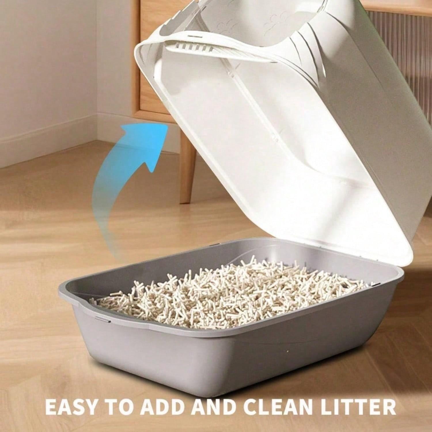 Fully Enclosed Portable Cat Litter Box – Large Space With Front Entry, Litter Filter Pedal & Easy-Clean Odor-Control Covered Design