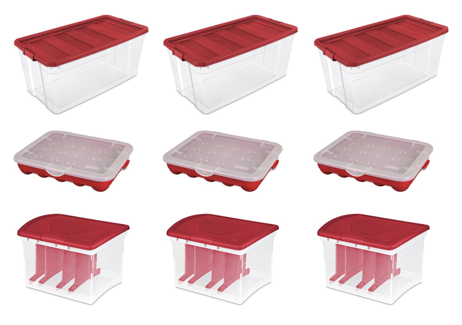 Sterilite 50 Gallon Storage Box (3) + Ornament Case (3) + Light/Garland