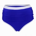 thumbnail image 5 of HCNTES Womens High Waisted Swim Bottom Retro Triangle Bikini Bottoms Tummy Control Scrunch Swimwear Blue,XXL, 5 of 9