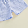 thumbnail image 7 of Xudanell Baby Boy Outfit Newborn Infant Soft Outfit Solid Color Button Top Drawstring Shorts 2 Piece Sets Blue 3-6 Months, 7 of 7
