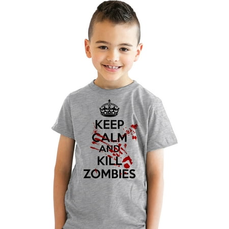 Youth Keep Calm and Kill Zombies Shirt - Funny Undead T-Shirt for