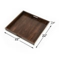 thumbnail image 4 of KINWELL Square Black Walnut Wood Serving Tray Ottoman Tray with Handles 22"x22"x2", 4 of 5