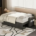 thumbnail image 3 of AECOJOY Sofa Bed, 3 in 1 Sleeper Sofa with Storage Chair, Faux Leather L Shape Couch, Sectional Pull Out Sofa Bed Mid Century Modern Couch for Living Room Clearance, Comfy Sleeper Couch in Black, 3 of 8