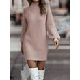 thumbnail image 3 of QIYULANC Women's Casual Sweater Dress, Long Sleeve Turtleneck Midi Dress, 3 of 7