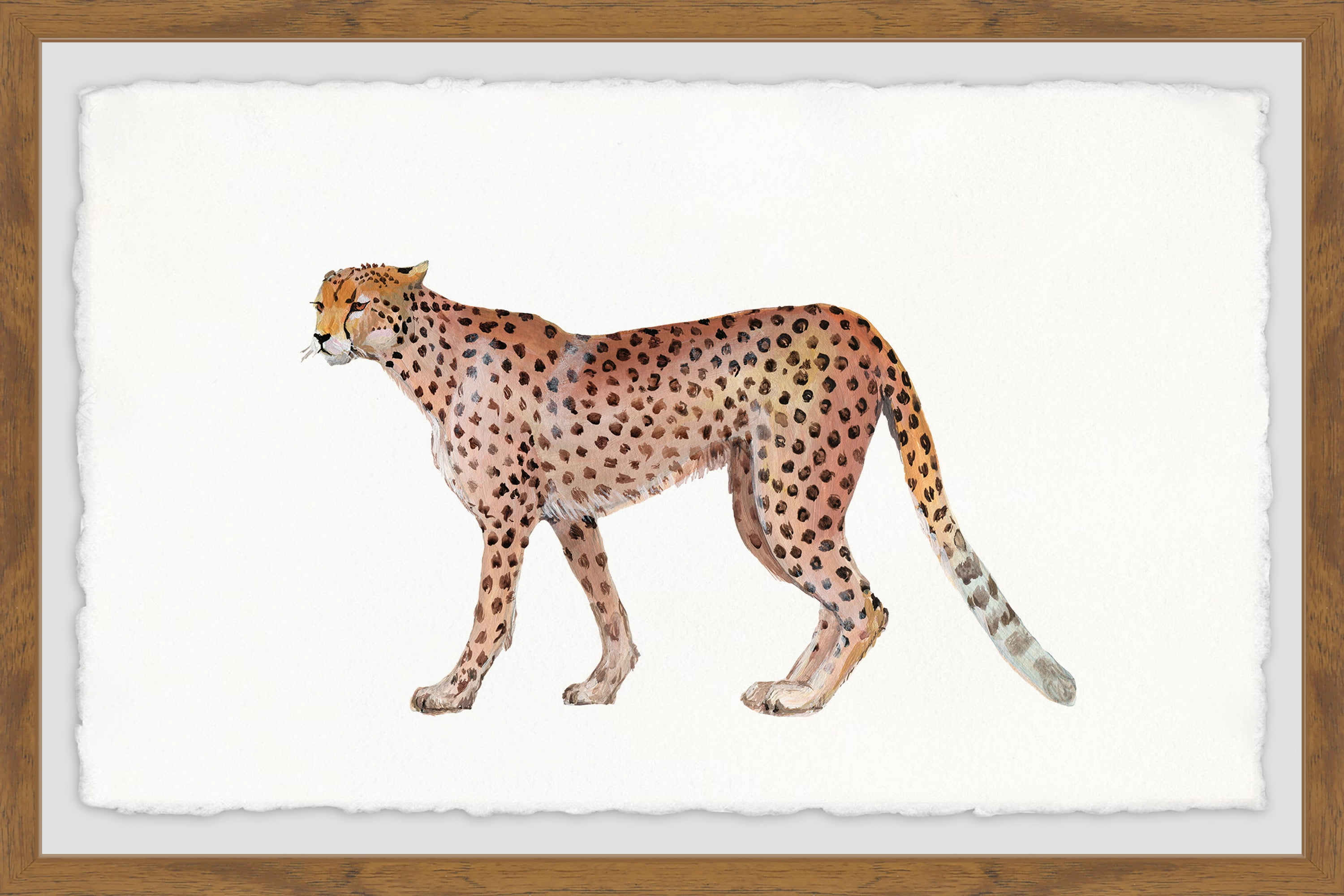 Walking Cheetah Framed Painting Art Print, 24.00" x 1.50"