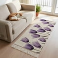 thumbnail image 2 of Area Rug with Tassels 2' x 4', Spring Flowers Tulip Kitchen Runner Rug for Hallway Bedroom Throw Rugs, Vintage Country Purple Floral Soft Door Mat for Bathroom Entrance Living Room, 2 of 9
