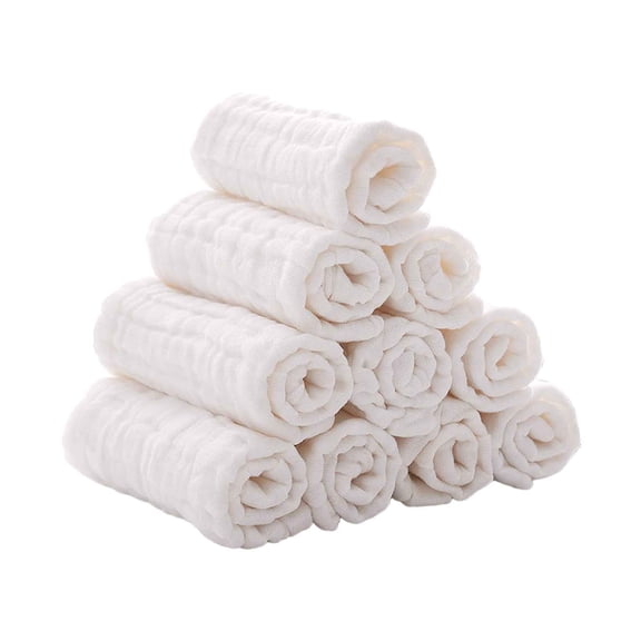 10Pcs Muslin Cotton Baby Washcloths - Soft Sensitive Skin Towels