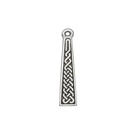 

Drop TierraCast antique silver-plated pewter (tin-based alloy) 22.5x5.5mm double-sided flat trapezoid with Celtic braid. Sold per pkg of 2.