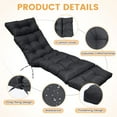thumbnail image 4 of Topchances Outdoor Chaise Lounge Chair Cushion 70.87"L x 19.69"W Water Resistant Chaise Cushion with Ties for Outdoor Furniture, Pool Lounge Chair Cushions, Black, 4 of 10