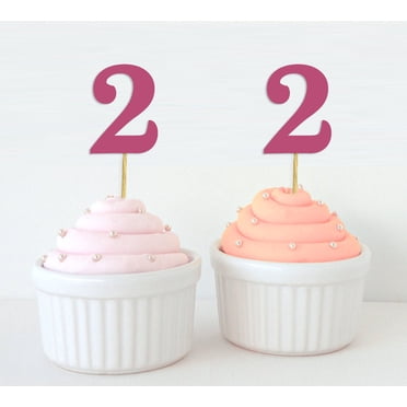 Darling Souvenir Number 1 Cupcake Toppers - Pack Of 20, Glitter Cardstock, Red, For First Birthday Or Anniversary