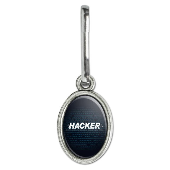 Hacker Binary Code Geek Nerd Antiqued Oval Charm Clothes Purse Suitcase Backpack Zipper Pull Aid