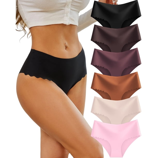 Ropa interior sin costuras de cintura alta, paquete de 6 unidades para mujer, talla S