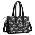 thumbnail image 2 of Teacher Tote Bag,Black Dinosaurs Skeleton Text Pattern Teacher Utility Tote Bag,Large Work Tote Bags for Women with Multiple Pockets,Top Zipper Closure,13.8x10.6x6.7 Inch, 2 of 5
