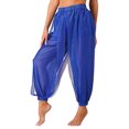 thumbnail image 6 of YEAHDOR Womens Belly Dance Costume Pants Halloween Fancy Dress Costume Side Split Shiny Sequins Harem Pants Royal Blue One Size, 6 of 7