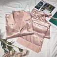 thumbnail image 1 of Pijama de seda Lce para mujer, pantalones de manga larga de otoño, cuadros de seda artificial fina, 1 of 6