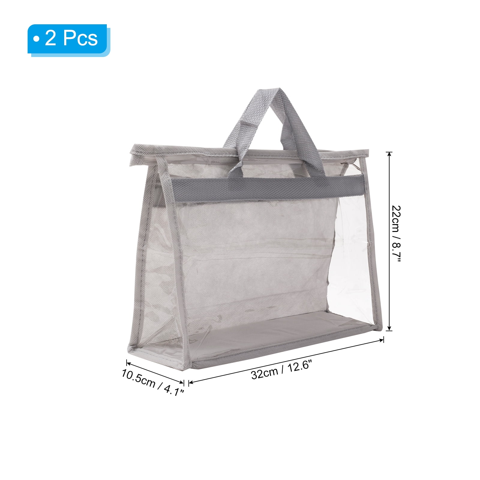 Unique Bargains Clear Purse Storage Organizer Dustproof Cover Light Gray S