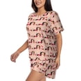 thumbnail image 2 of Wukai Dachshund Couple Women's Pajama Set,Short-Sleeve Top and Shorts with Elastic Waistband and Pockets for Loungewear, Yoga, and Casual Wear-XX-Large, 2 of 8