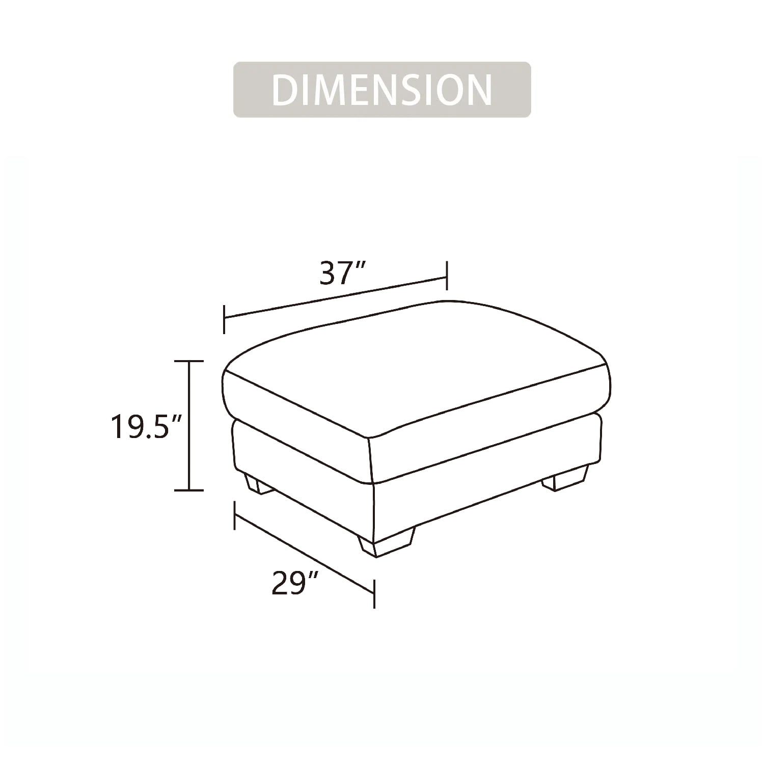 Large Oversized Ottoman Bench for Living Room, No Assembly Needed, Charcoal Corduroy