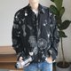 thumbnail image 3 of Moda Casual hombres impreso camisa suelta de manga larga ropa de otoño de un solo pecho, 3 of 7