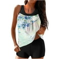thumbnail image 2 of Nrmvnmi Tankini Swimsuits for Women 2 Piece Bathing Suits Floral Prints Round Neck Swim Tank Top with Boy Shorts Modest Swimwear Mothers Day Gifts, 2 of 6