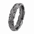 thumbnail image 3 of White Sterling Silver Ring Band Stackable Expressions Black-plated Carved, 3 of 5