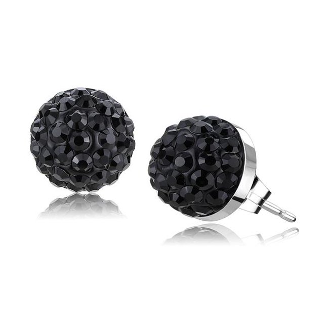 Alamode TK3545 Boucles d'Oreilles en Acier Inoxydable Poli pour Femmes avec Cristal de Qualité Supérieure en Jet