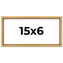 15x6 Frame Beaded Gold Solid Wood Picture Frame | 0.75 Inches Moulding Width | Liscio Oro