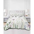 thumbnail image 3 of Green Botanical Floral Twin Size Down Alternative Comforter, Lightweight Comforter Quilt Bedding Set with Pillow Shams Spring Summer Rustic All Seasons Bed Comforter Duvet Insert 68"x86", 3 of 7