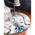 thumbnail image 2 of Unique Loom Hygge Shag Plush & Cozy Area Rug 5' x 5' Round Blue/Ivory, 2 of 2