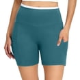 thumbnail image 2 of Women's High-Waist Stretch Yoga Shorts with Pockets, Tummy Control Compression Running Bottoms, Hip Lifting Athletic Training Gear for Gym, Jogging, Pilates, Workout & | TruHer,Dark Blue M, 2 of 7