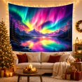 thumbnail image 3 of Mountain Lake Hyper with Nocturnal Flowing Aurora Borealis, Mystical Fantasy for Space Lovers, Galaxy Room Decor, Housewarming Gift, Tapestry Wall Hanging for Bedroom and Dorm, 3 of 7
