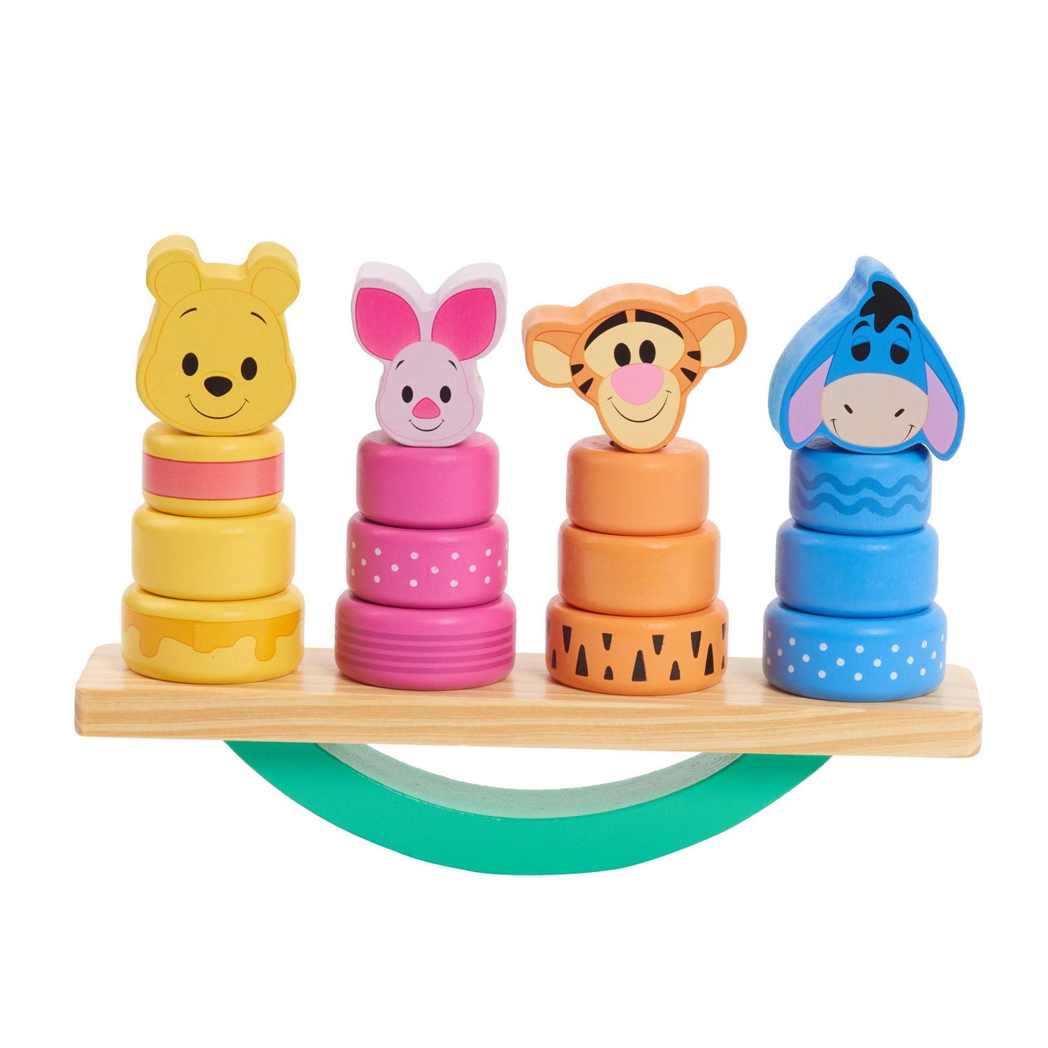 Disney Wooden Toys Winnie the Pooh Balance Blocks, 17-Piece Set Features Winnie the Pooh, Piglet, Tigger, and Eeyore