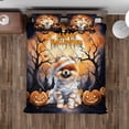 thumbnail image 4 of Mummy Pomeranian Happy Halloween with Pumpkins Bats Spooky Fun Quilt Bedding Set Pom Dog Lover Gifts 1 Blanket Bed Cover 2 Pillowcases - 00019, 4 of 5