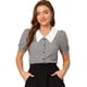 thumbnail image 1 of Blusa De Manga Farol A Cuadros Para Mujer Con Cuello En Contraste Y Botones Negro S, 1 of 6